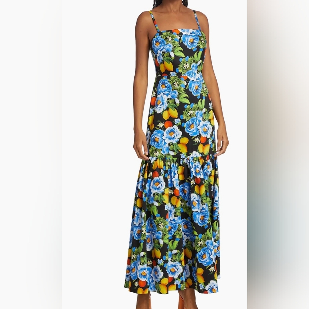 Lemon Floral Tiered Maxi Dress Size 10
